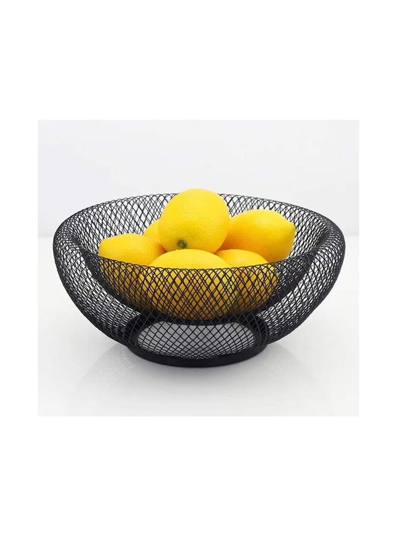 Metal Mesh Wire Basket Creative Countertop Fruit Basket for Kitchen Restaurant Large Black Decorative Fruit Bowl for Table Centerpiece Holder for Bread Candy Egg (Black) - Image 5